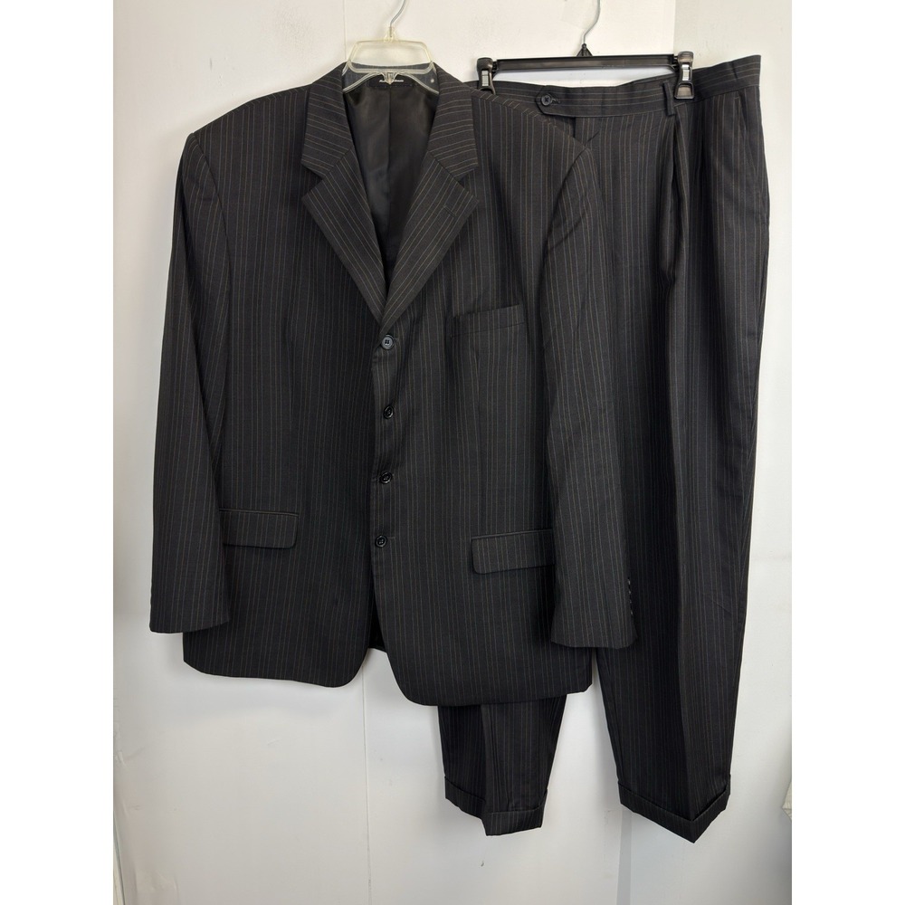 Martina Franca Wool 2-pc Suit Men's 48L 3 Button Blazer‎ 40X31 Pants Grey Stripe